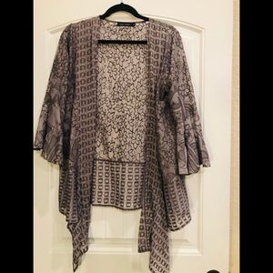 Gray, lace cardigan